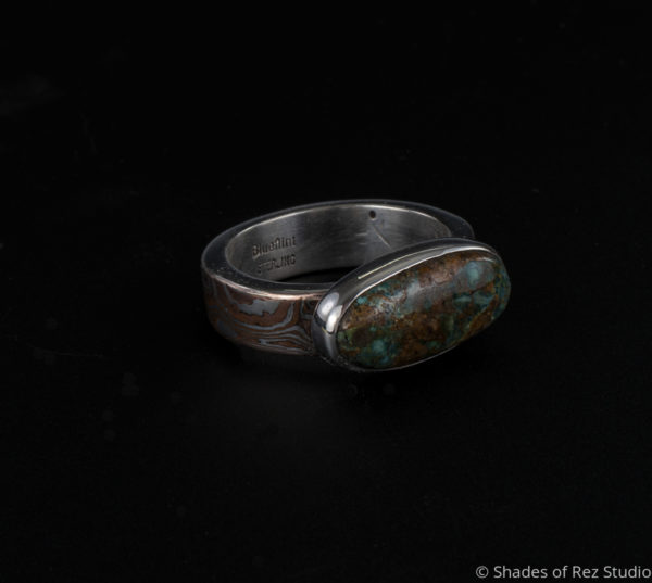 Mokume Gane and Pilot Mountain Turquoise Ring