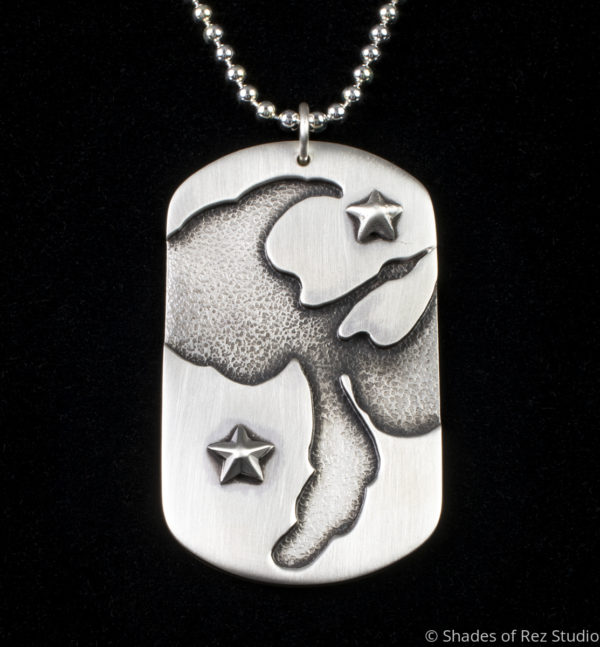 Overlay Waterbird Dog Tag Necklace- Reverse Relief
