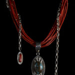 Silver, Gold, Oxblood Coral and Turquoise Necklace Silver, Gold, Oxblood Coral and Turquoise Necklace