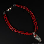Silver, Varascite and Oxblood Coral Necklace